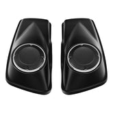 HR3 Black Denim 6.5" Saddlebag Speaker Lids For Harley Touring Street Glide Road King 2014-2023